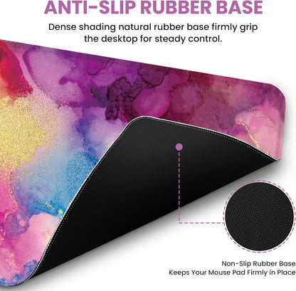 Large Mouse Pad for Desktop, Cute Desk Mat Pad Protector for Work & Gaming, Aesthetic Pretty Anti-Slip Laptop Blotter Cover for Office School Home Supplies, Wildflowers, 31.5" x 11.8"