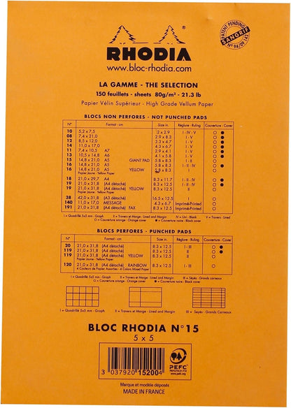 Rhodia Head Stapled Pad, No16 A5, Dot - Black