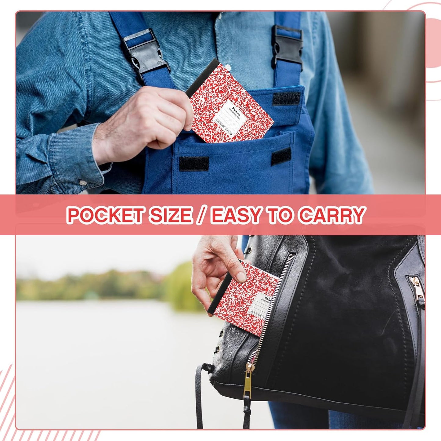 Fainne 20 Pieces Composition Notebooks 80 Pages Half Size Wide Ruled 4-7/8 x 7-1/2" Composition Books 11/32" Spacing Assorted Primary Covers Bulk(Green,Snowflake)