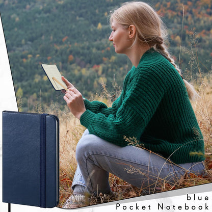 Qeeenar 10 Pcs Mini Black Brown Blue Leather Pocket Notebook Bulk, 4 x 2.5 Inch Small Journal Note Book, 50 Sheets Hardcover Tiny Notepad Lined for Office Home School Writing Supplies