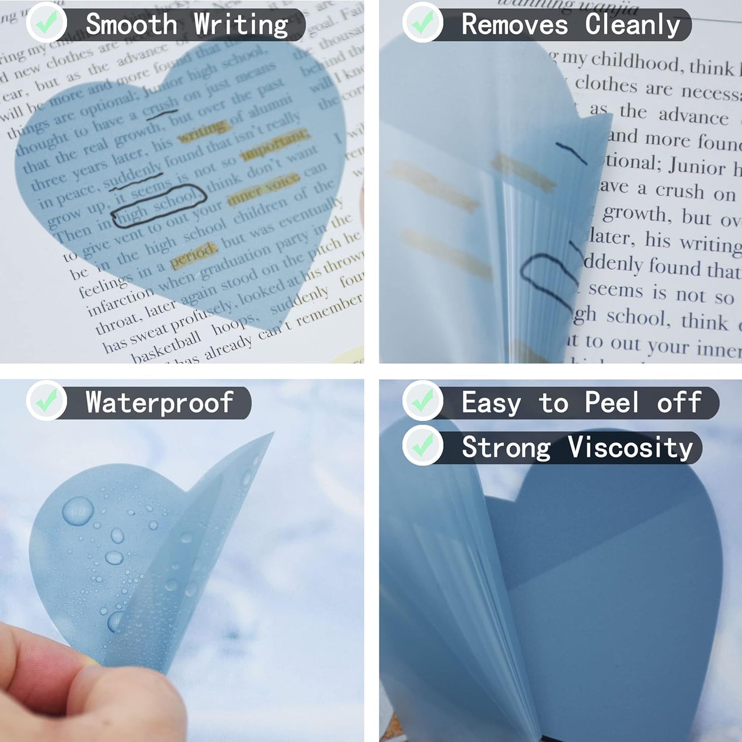YOUDEFUL 1600pcs Translucent Sticky Note Tabs, Morandi Page Markers for Annotating Books,Repositionable Book Flags Tabs Strip with Binders, Clear Sticky Notes,Page Tabs,Index Tabs