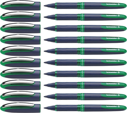 Schneider One Business Rollerball Pen, 0.6 mm Ultra-Smooth Tip, Blue Barrel, Black Ink, Box of 10 Pens (183001)