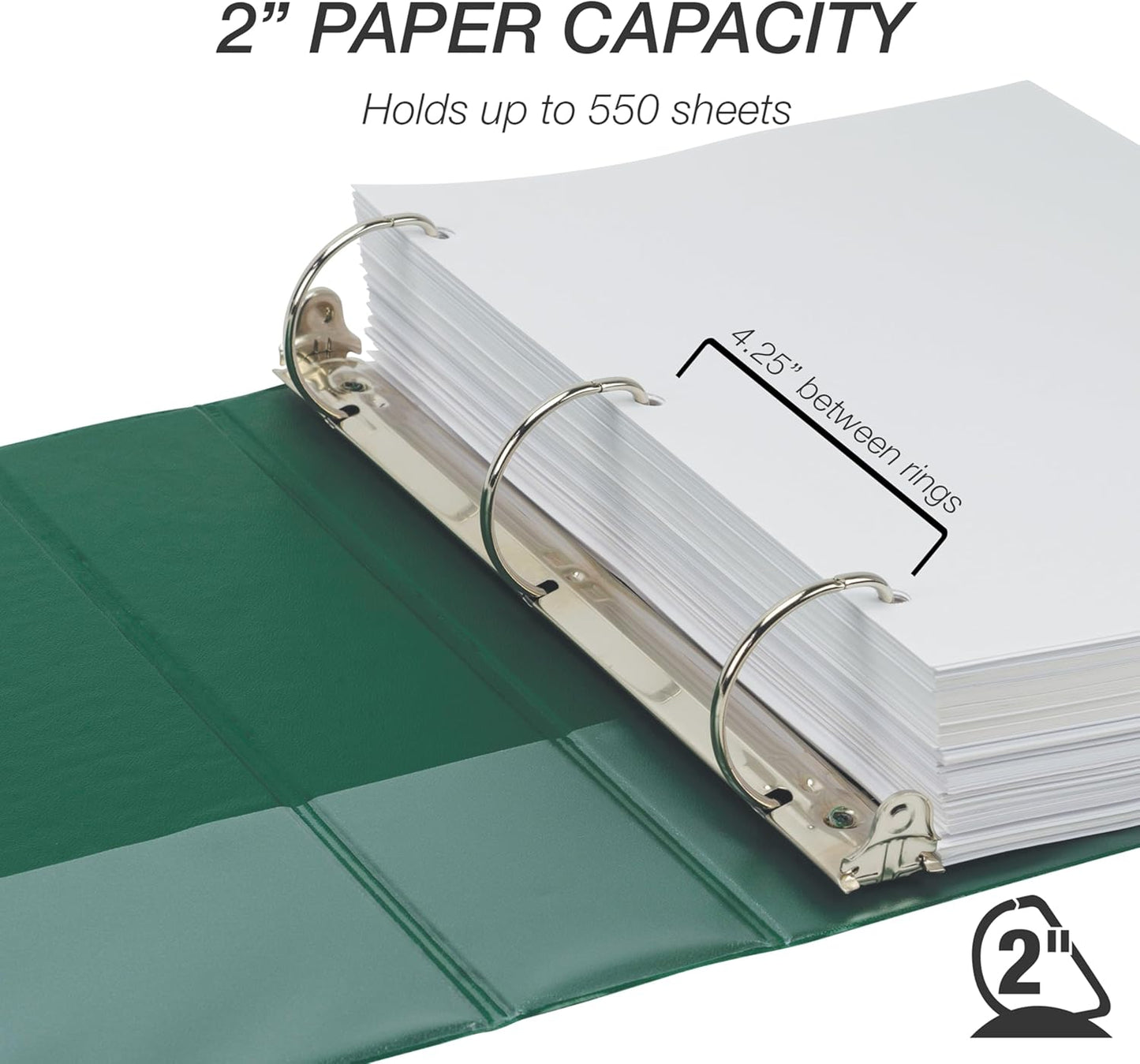Samsill Durable 4 inch 3 Ring Binder, D Ring Binder, 100% Recycled Chipboard, Black, 2 Pack