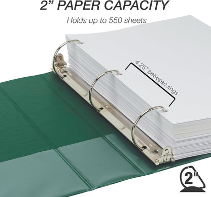 Samsill Durable 4 inch 3 Ring Binder, D Ring Binder, 100% Recycled Chipboard, Black, 2 Pack