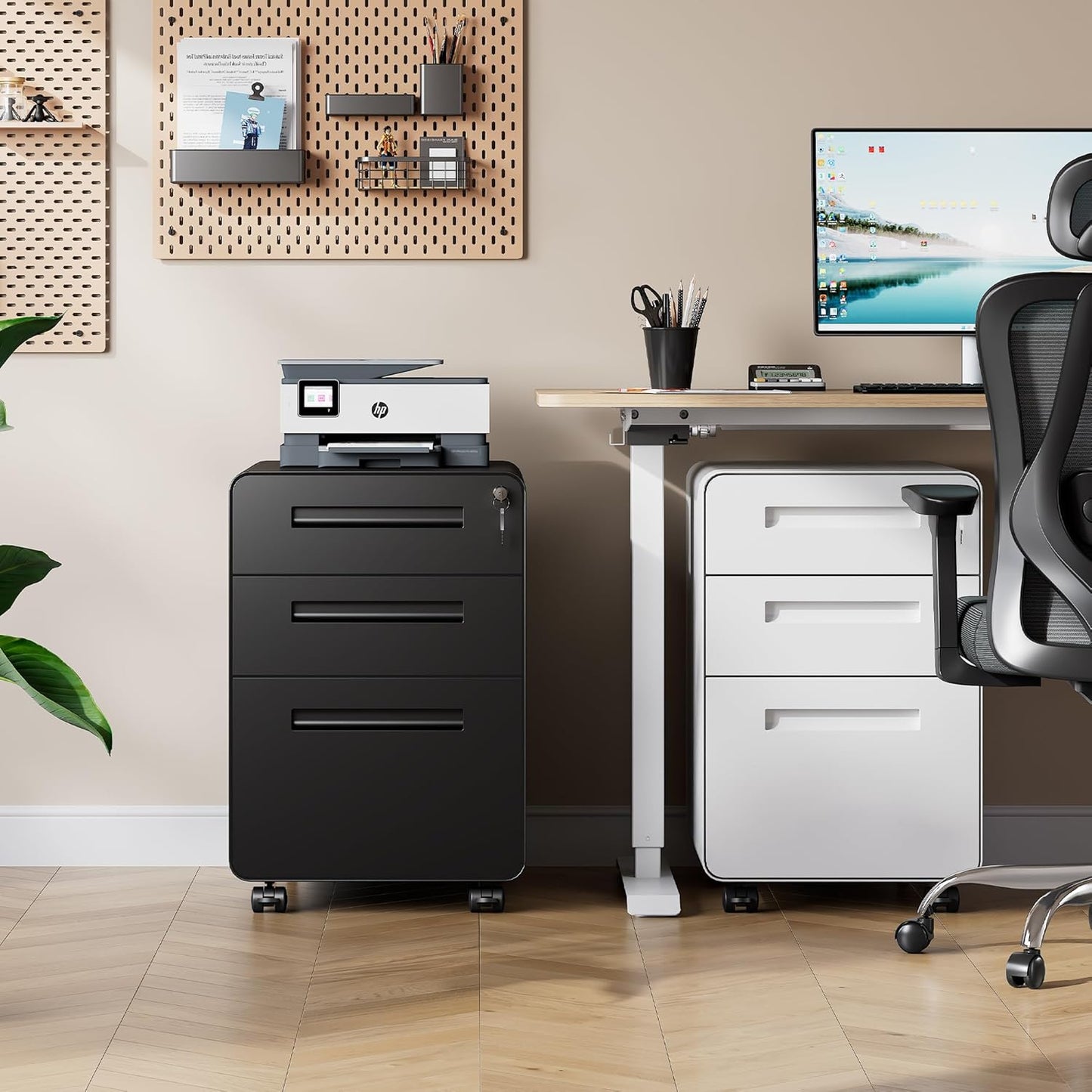 DEVAISE 3 Drawer Mobile File Cabinet Under Desk Office, Fully Assembled Except Casters, Letter/Legal Size, Black