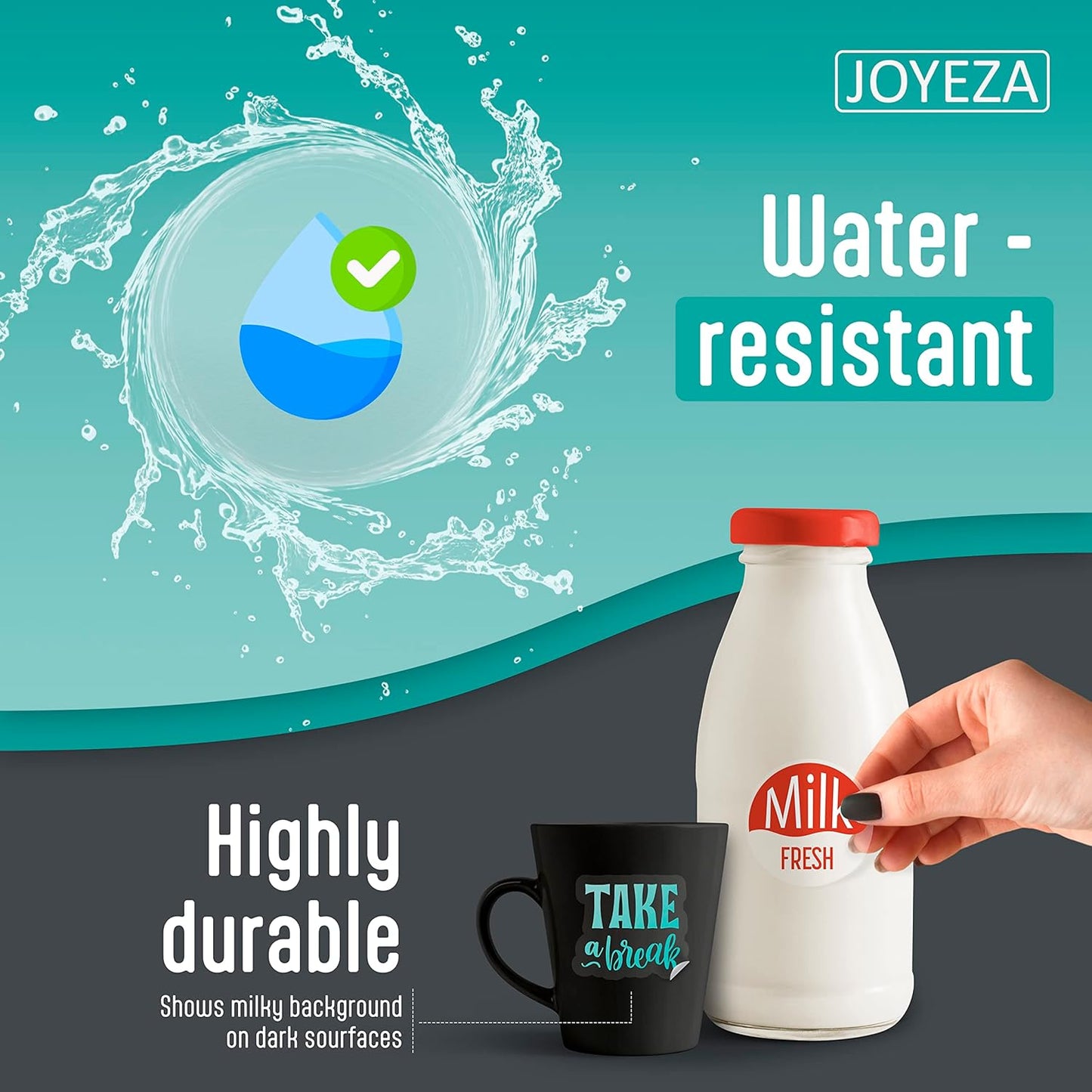 JOYEZA Premium Printable Vinyl Sticker Paper for Inkjet Printer - 25 Sheets Glossy White Waterproof, Dries Quickly Vivid Colors, Holds Ink Well - Inkjet & Laser Printer