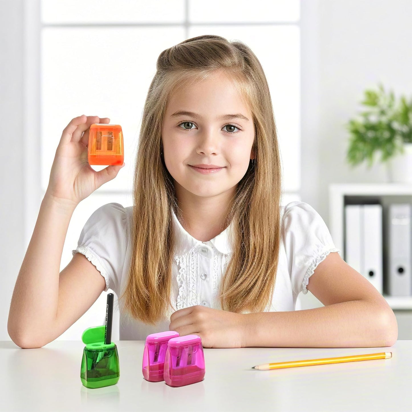 AUSTARK 4Pcs Pencil Sharpeners Manual for Kids Adults, Dual Hole Small Handheld Pencil Sharpener Bulk for Office School Home, Back to School Supplies