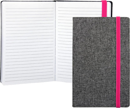 Samsill Large Hardcover Notebook, 240 Lined Notebook Pages, Black, 7.5 x 10 Inch