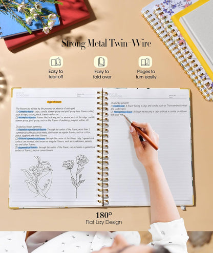 Cute Spiral Notebook Journal for Women, 200 Pages Lined Notebooks 8.5” x 11”, A4 Large Hardcover Spiral Journals with 100 GSM Thick Paper, College Ruled Notebook for Writing Work School, Orange Floral