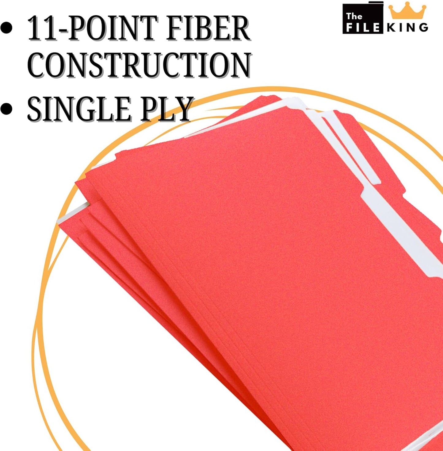 The File King 1/3 Cut File Folders Letter Size - 100 Pack | Manilla Folders 8.5 x 11 | Assorted 3 Tabs | Heavy Duty 11-Point Fiber | Made in USA | Undercut Front Style | Easy Labeling & Organization