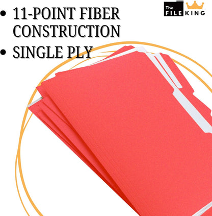 The File King 1/3 Cut File Folders Letter Size - 100 Pack | Manilla Folders 8.5 x 11 | Assorted 3 Tabs | Heavy Duty 11-Point Fiber | Made in USA | Undercut Front Style | Easy Labeling & Organization