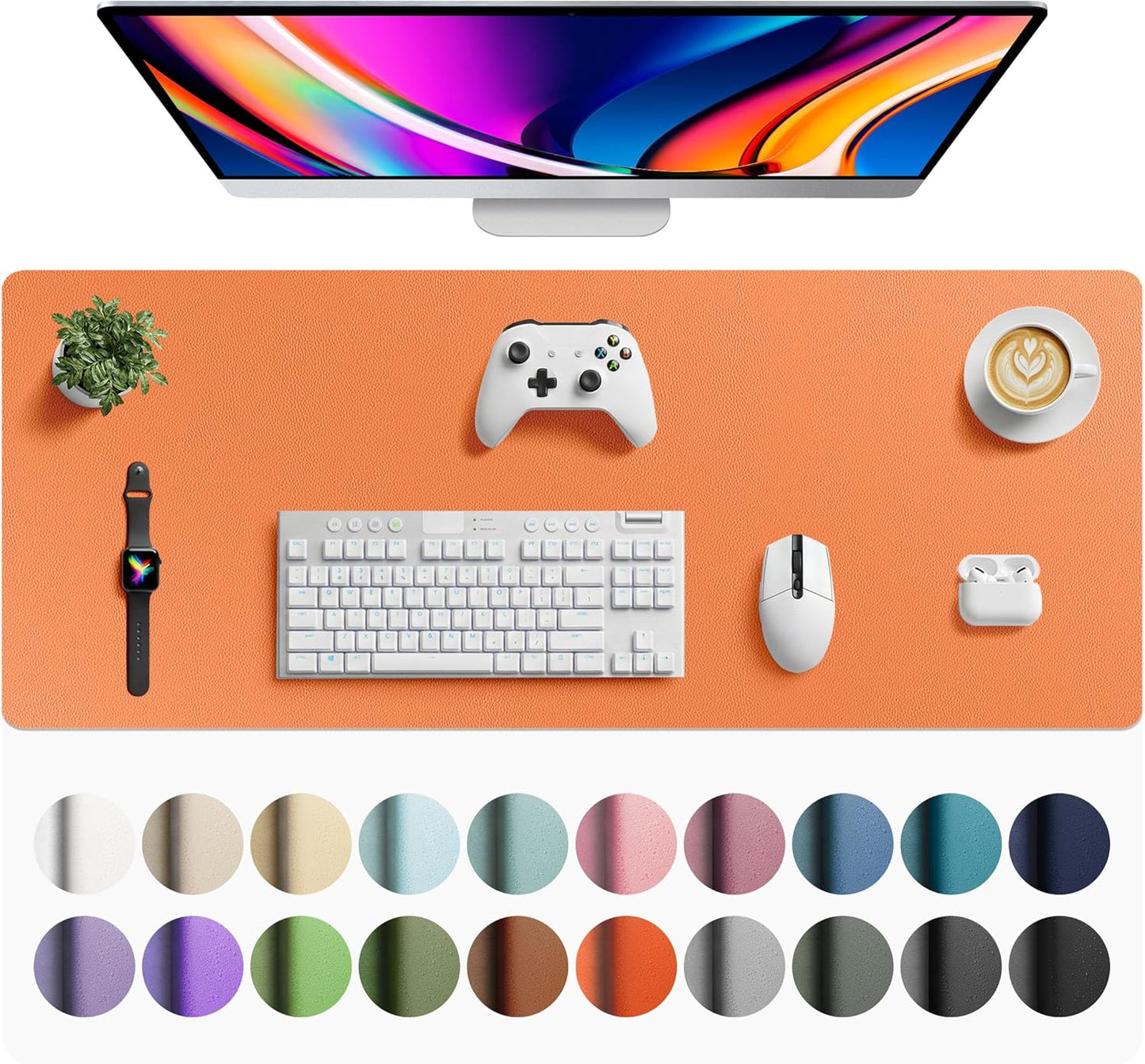 Aothia Leather Office Desk Pad Protector, Non-Slip PU Leather Desk Blotter, Waterproof Laptop Writing Mouse Pad for Office and Home, Black, 31.5" x 15.7" - Colors B