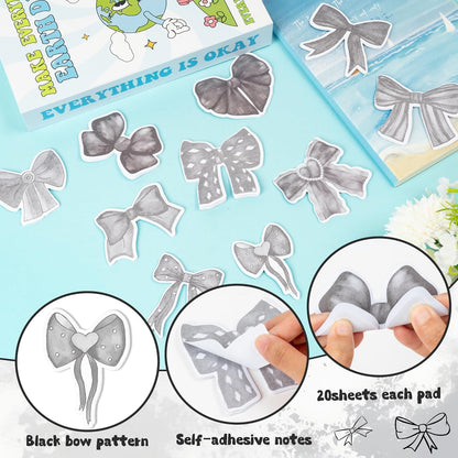 CJiangpo 30Pcs Marshmallow Sticky Notes Pads, 600 Sheets Cute Self Stick Notepad Memo Pads Funny Cartoon Page Marker Classroom Rewards Camping Themed Gift