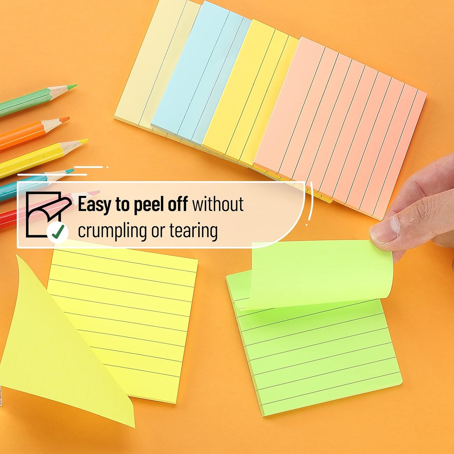 Mr. Pen- Lined Sticky Notes, 3" x 3", 12 Pads, 60 Sheets/Pad, Morandi Color, Bulk Sticky Notes with Lines, Ruled Post Stickies, Memo Pads, Self-Stick Note Pad for Office, School, Home, Study