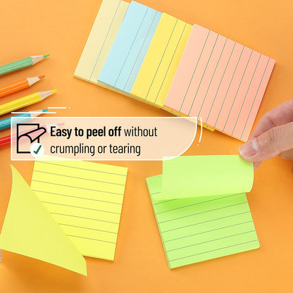 Mr. Pen- Lined Sticky Notes, 3" x 3", 12 Pads, 60 Sheets/Pad, Morandi Color, Bulk Sticky Notes with Lines, Ruled Post Stickies, Memo Pads, Self-Stick Note Pad for Office, School, Home, Study