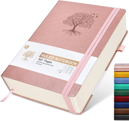 Lined Journal Notebook -365 Pages A5 Thick Journals for Writing Ruled Notebook, Hardcover Leather Journal for Women Men Daily Journal Notebook for Work, Note Taking, 100Gsm Lined Paper( 5.75'' X 8.38'' Green)