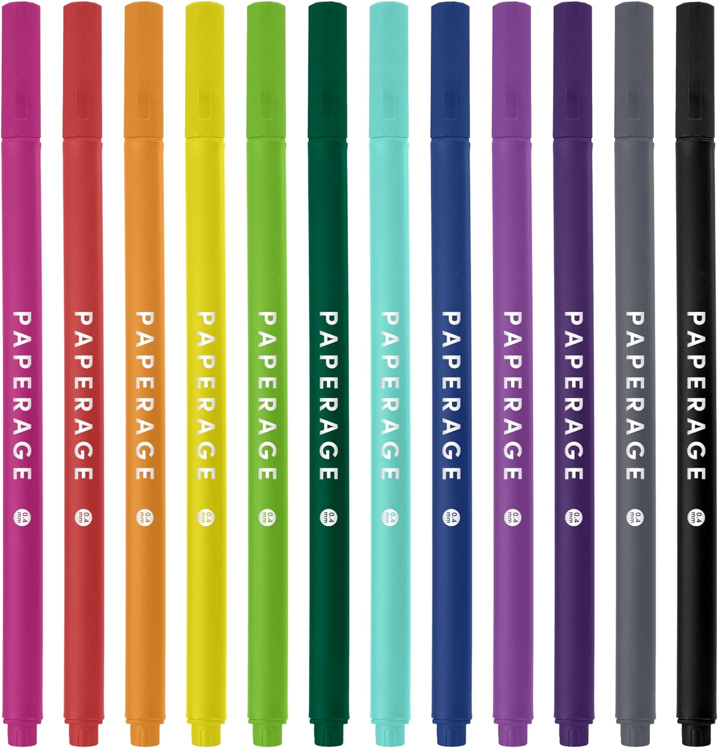PAPERAGE Felt Tip Fine Point Pens (0.4mm), 12 Pack, Pens For Journaling, Notebooks, Planners, Calendars & Drawing, Great for School, Office, & Home (Black Ink)