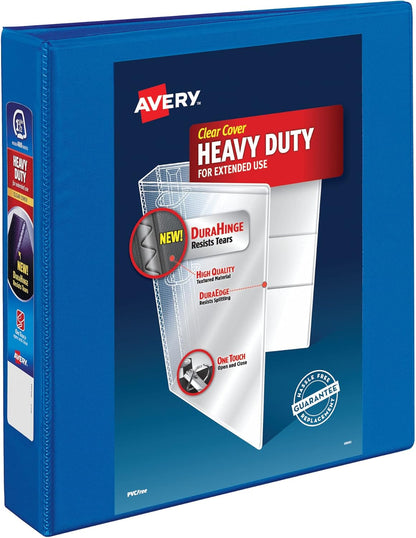 Avery Heavy Duty View 3 Ring Binder, 1.5" One Touch Slant Ring, Holds 8.5" x 11" Paper, 1 Pacific Blue Binder (79722)