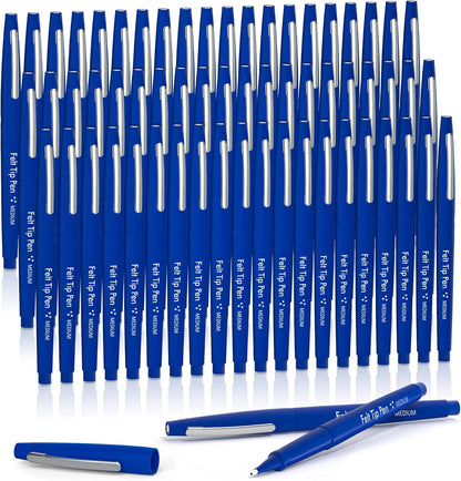 Lelix Felt Tip Pens, 15 Black Pack, 0.7mm Medium Point, Felt Tip Markers Pens for Journaling, Writing, Note Taking, Planner, Perfect for School Office and Art Supplies