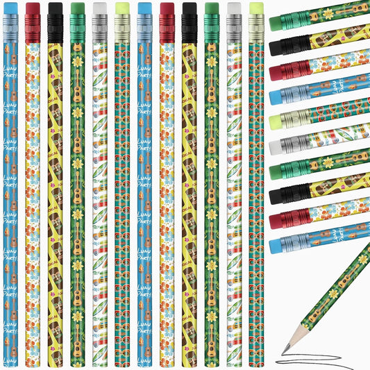 Tenceur 200 Pcs Hawaiian Ocean Themed Wooden Pencils with Erasers Bulk Summer Colorful Pencils Assorted Tropical Luau Party Favors for Teachers Classroom Rewards Supplies