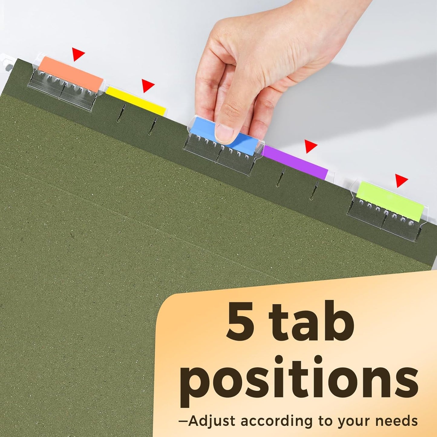 SUNEE Hanging File Folders, 25 Pack Reinforced Hang Folders Letter Size, Adjustable 1/5-Cut Tabs, Designed for Bulky Files, Filing Cabinet, Standard Green