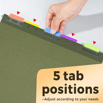 SUNEE Hanging File Folders, 25 Pack Reinforced Hang Folders Letter Size, Adjustable 1/5-Cut Tabs, Designed for Bulky Files, Filing Cabinet, Standard Green