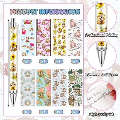 Ireer 8 Pcs Ballpoint Pens for Women 1.00 mm Cute Black Ink Pens Fine Point Smooth Writing for Journaling Aesthetic Office Supplies (Mahjong)