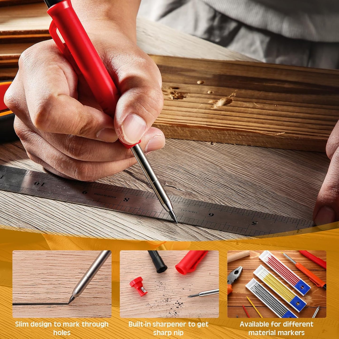 Zhehao 120 Pieces 2.8 mm Carpenter Pencils Lead Refills HB Refill for Construction Pencils Refills Mechanical for Writing Drawing Drafting Woodworking Construction(Black)