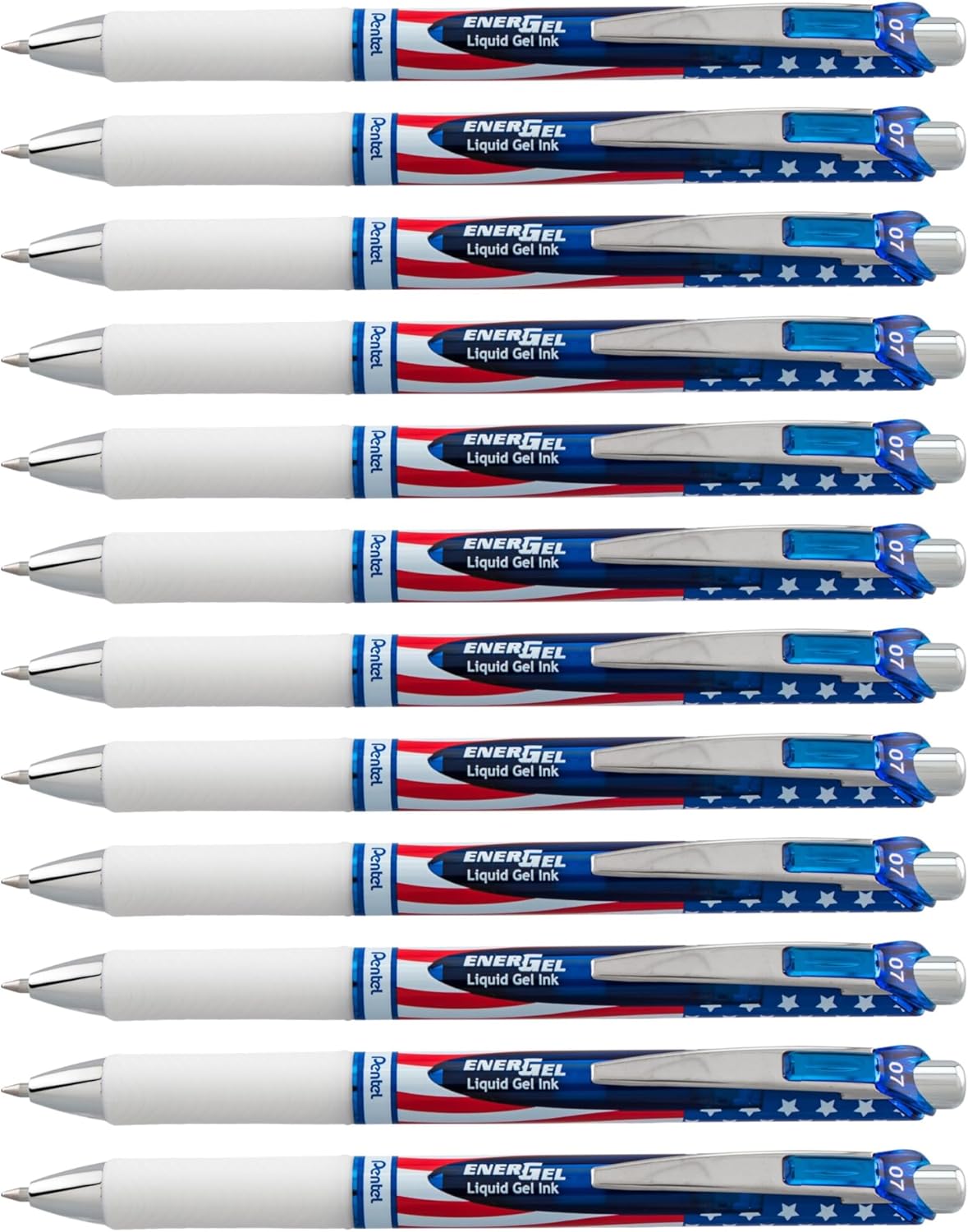 Pentel EnerGel RTX Retractable Liquid Gel Pen, (0.7mm) Medium Line, Metal Tip, Black Ink, Box of 12 (BL77-A)