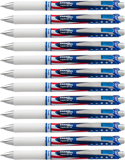 Pentel EnerGel RTX Retractable Liquid Gel Pen, (0.7mm) Medium Line, Metal Tip, Black Ink, Box of 12 (BL77-A)