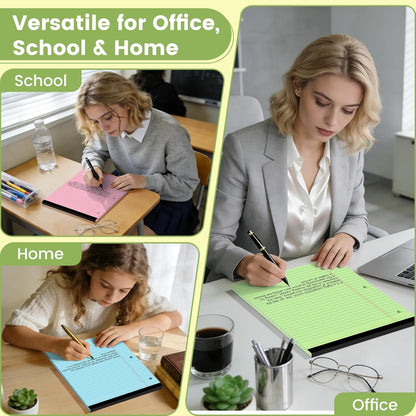 Legal Pads 8.5x11, White Notepads 8.5x11, Wide Ruled Lined with 3 Hole Punch, Loose Leaf Notebook Paper for 3 Ring Binders, 3 Pack, 30 Sheets/Pack, Perforate for School, Office, Home