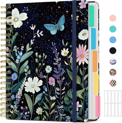 Hardcover Spiral Journal Notebooks for Work With Removable Dividers & Tabs, 8.5"x11" 5 Subject Notebook for Note Taking & Organizer, A4 College Ruled Lined Journal for Women & Writing, Aquamarine, 280 Pages