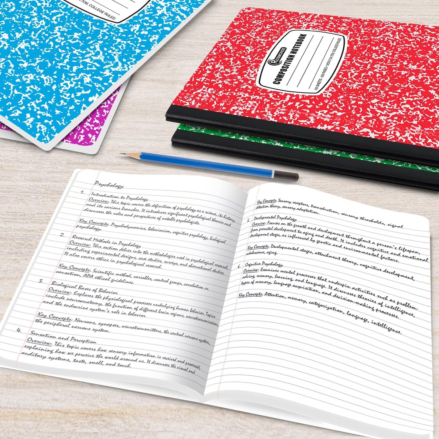 Rosmonde 50 Pack Bulk Composition Notebooks, College Ruled Notebook, 200 Pages (100 Sheets), 9-3/4 x 7-1/2", Hard Cover, Black Marble Composition Journal Book, Bulk Notebooks for School & College