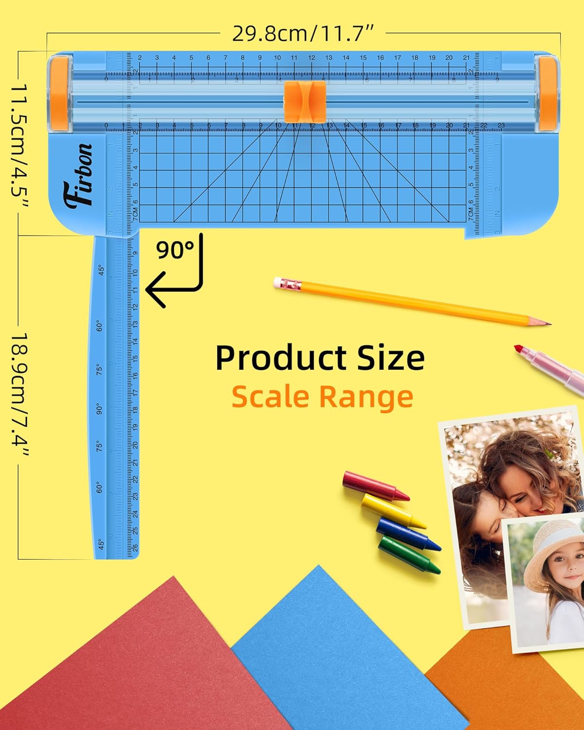 Firbon Morandi A5 Paper Cutter, Straight Small Paper Trimmer with Side Ruler for Scrapbooking Craft, Paper, Coupon, Label, Cardstock