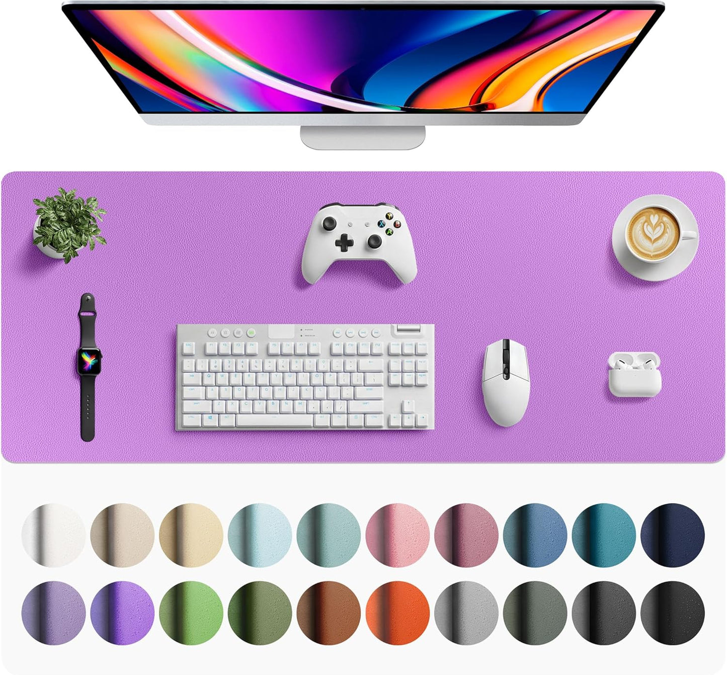 Aothia Leather Office Desk Pad Protector, Non-Slip PU Leather Desk Blotter, Waterproof Laptop Writing Mouse Pad for Office and Home, Black, 31.5" x 15.7" - Colors A