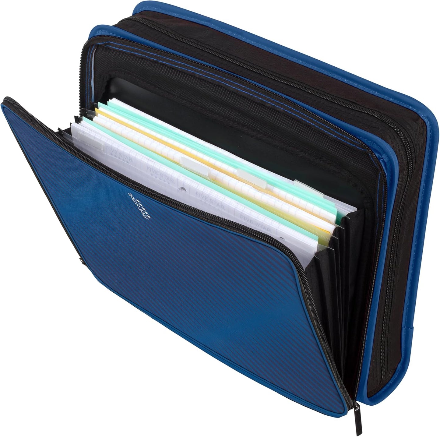 Five Star Zipper Binder, 2 Inch 3-Ring Binder with Round Rings, 5-Tab Expanding File, 380 Sheet Capacity, Black (72536)