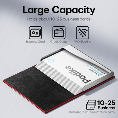 Padike Business Card Holder/ Case Professional PU Leather & Stainless Steel Multi Wallet Credit Card ID Case/Holder for Men & Women. (Black)