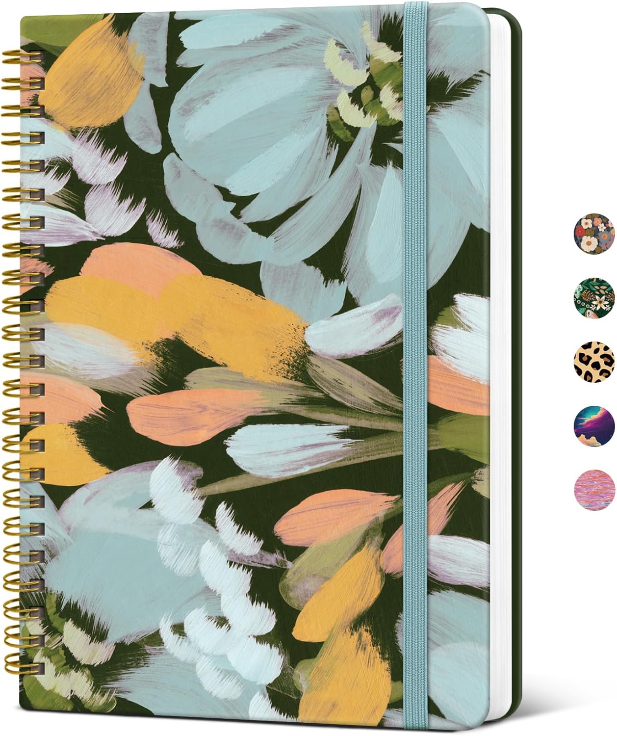 Taja Lined Spiral Journal Notebook for Women, A5 Cute College Ruled Hardcover Notebook for Work & Note Taking, Pretty Journal for Writing, 140 Pages, Flower Garden