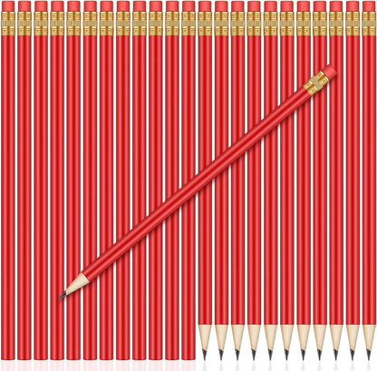 Outus 24 Pieces Round Pencils Cute HB Graphite Wood Pencils Pack with Eraser for School Drawing Sketching Wedding Office Supplies (White)