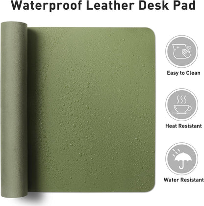 Aothia Non-Slip Waterproof PU Leather Desk Pad Protector for Mouse, Writing Desk, Office, Home, Laptop Blotter, 23.6" x 13.7", Black - Colors A