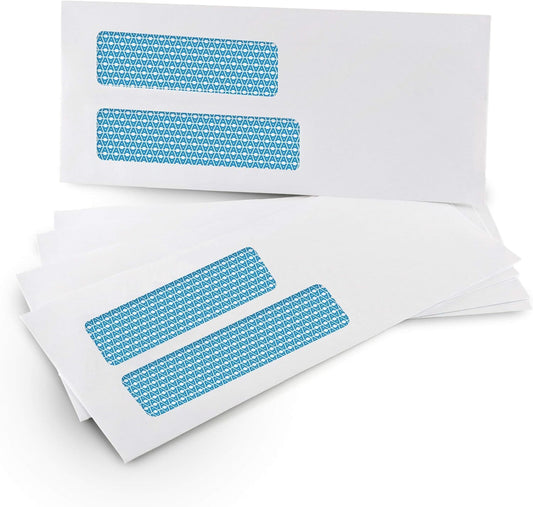 Aimoh 500 Count #10 Double Window Self Seal Security Envelopes - for Invoices, Statements & Business Mailings, Security Tinted - EnveGuard, Size 4-1/8 x 9-1/2 -White -24 LB(30001)