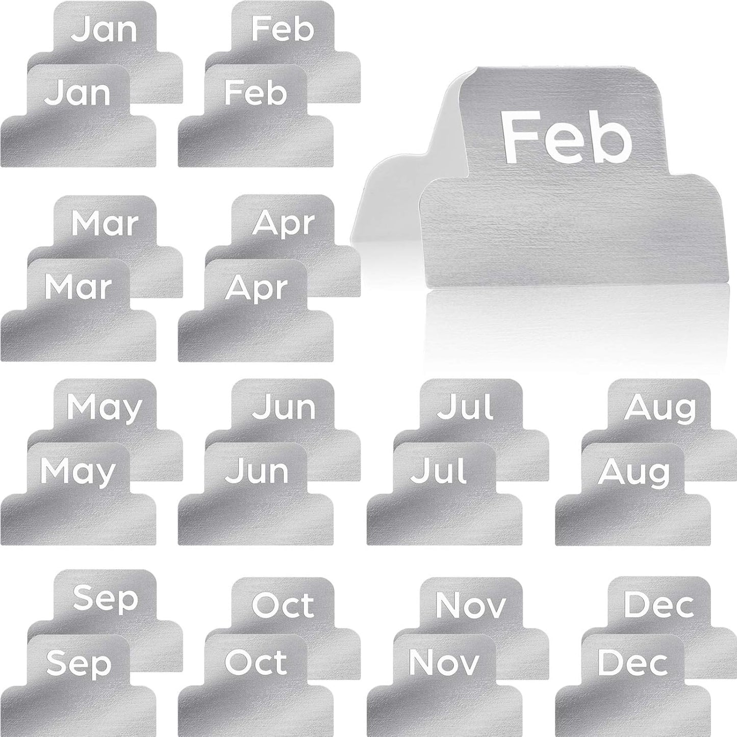 Outus 24 Pieces Monthly Adhesive Tabs for Planner - Designer Accessories Monthly Tabs Stickers Decorative for Office Planners Organizations Sturdy Notebook Planners Journal(Black)