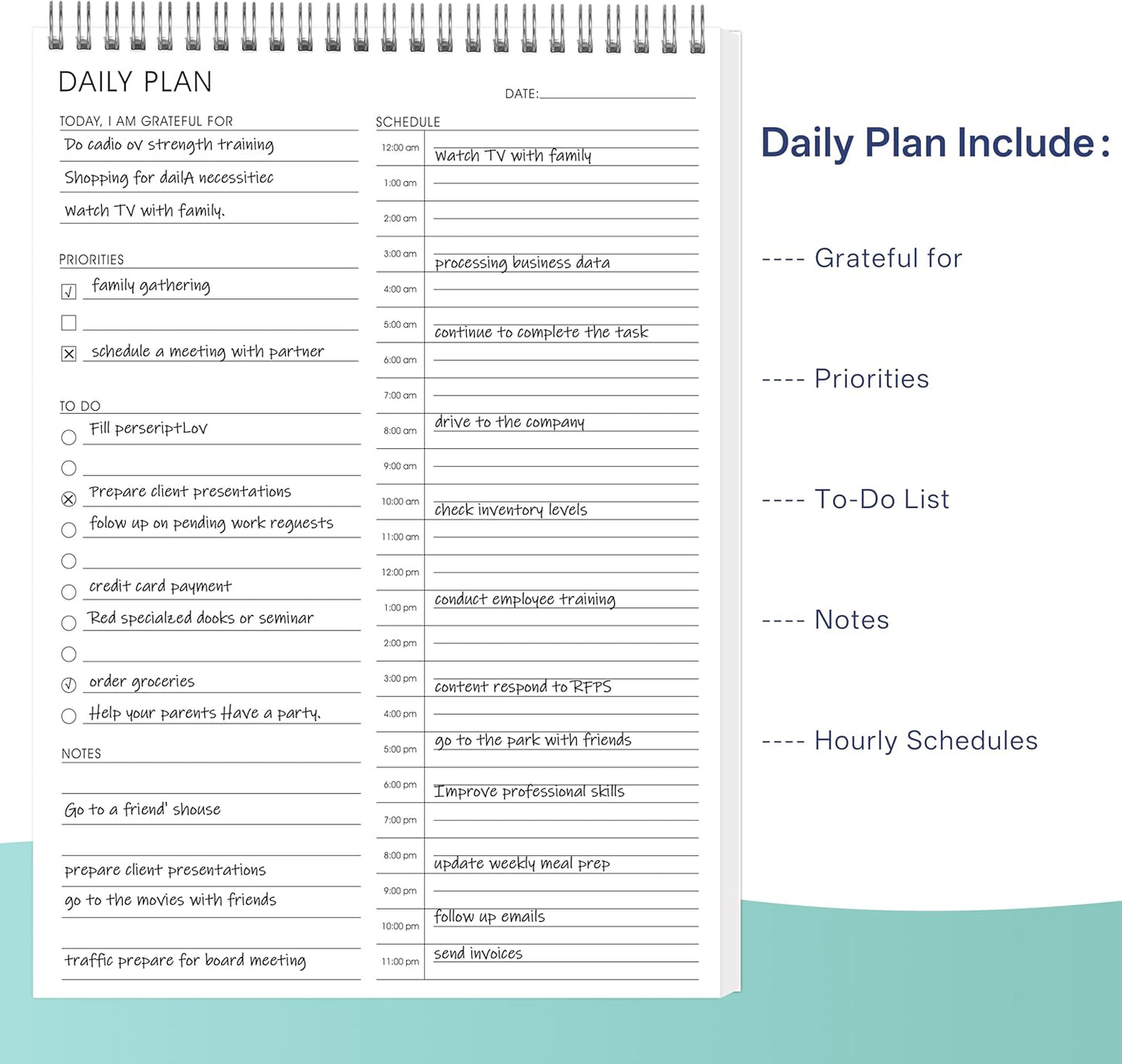 Weekly Planner Notepad,Spiral To Do List Undated Planning Pad, Weekly Organizer for Students, Weekly Agenda for Work & Daily Life, 52 Sheets, 6.5 x 9.8 in (Green)
