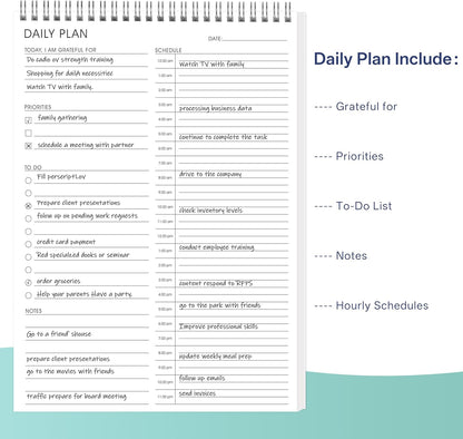 Weekly Planner Notepad,Spiral To Do List Undated Planning Pad, Weekly Organizer for Students, Weekly Agenda for Work & Daily Life, 52 Sheets, 6.5 x 9.8 in (Green)