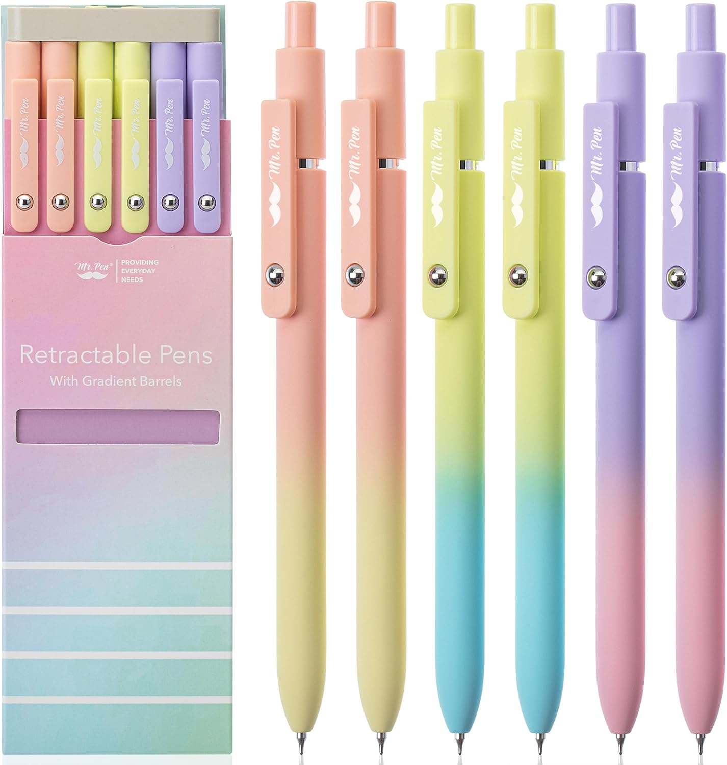 Mr. Pen- Retractable Gel Pens, 12 Pack, Morandi and Vintage Barrels, Fast Dry, Black Gel Pens Fine Point 0.5mm, Aesthetic Pens for Journaling