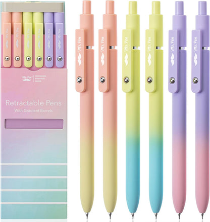 Mr. Pen- Retractable Gel Pens, 12 Pack, Morandi and Vintage Barrels, Fast Dry, Black Gel Pens Fine Point 0.5mm, Aesthetic Pens for Journaling