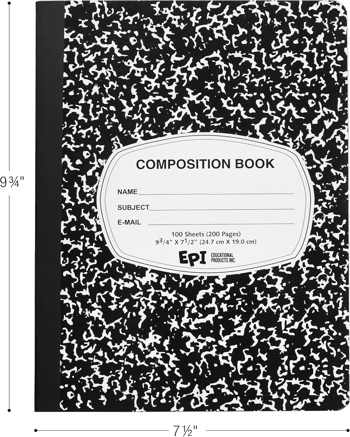 48 Pack - EPI Marble Hardcover Wide Ruled Composition Notebook | 200 Pages (100 Sheets), 9.75 x 7.5 in, Sturdy Sewn Binding | School, Office, Journaling, Notes