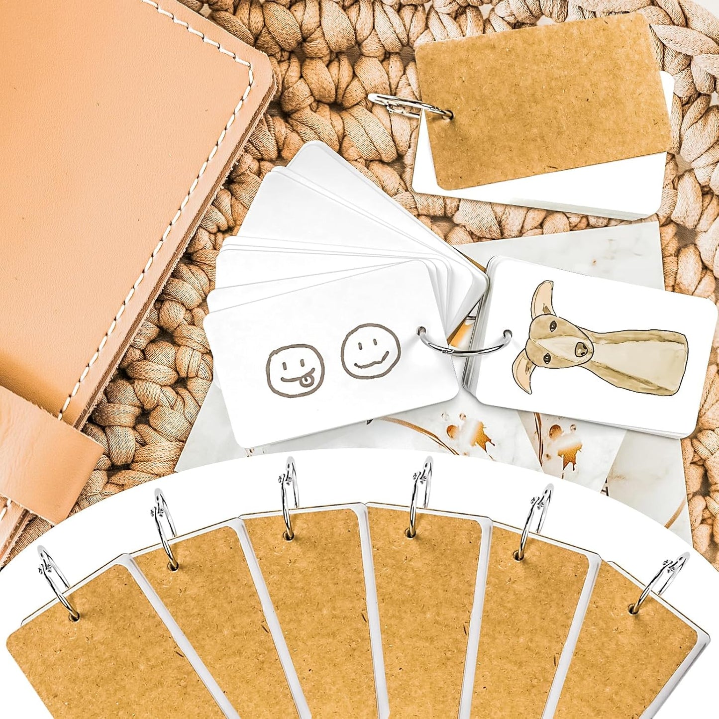 MotBach 300 Pcs Flash Cards 2x3 Inch Index Cards with Ring Lined Note Card Bood Flashcards, Mini Blank Flash Cards 2x3 White Card Pad Index Note Bood 2 x 3 Notecards for Studying School Supply College