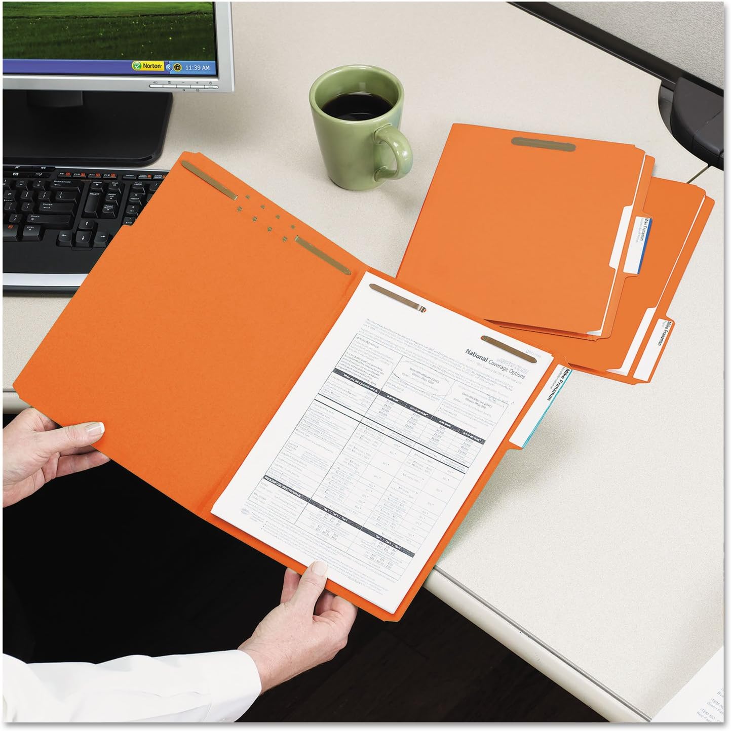 Smead Fastener File Folders, Reinforced 1/3-Cut Tabs, 2 Fasteners, Letter Size, Blue, 50 per Box (12040)