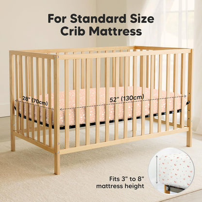 2-Pack Waterproof Crib Sheets for Boys, Girls - 52x28 Fitted Organic Cotton Baby Crib Sheets, Toddler Mattress Protector Cover, Washable, Soft & Durable Baby Bedding Essentials(Pine Grove)